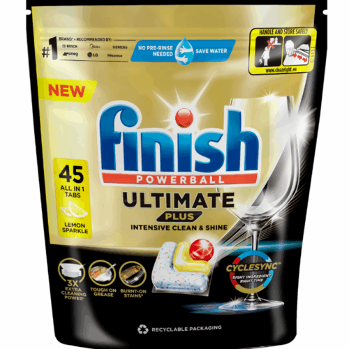 Finish Ultimate Plus Lemon Sparkle All-In-1 Dishwashing Tablets 45 Pack